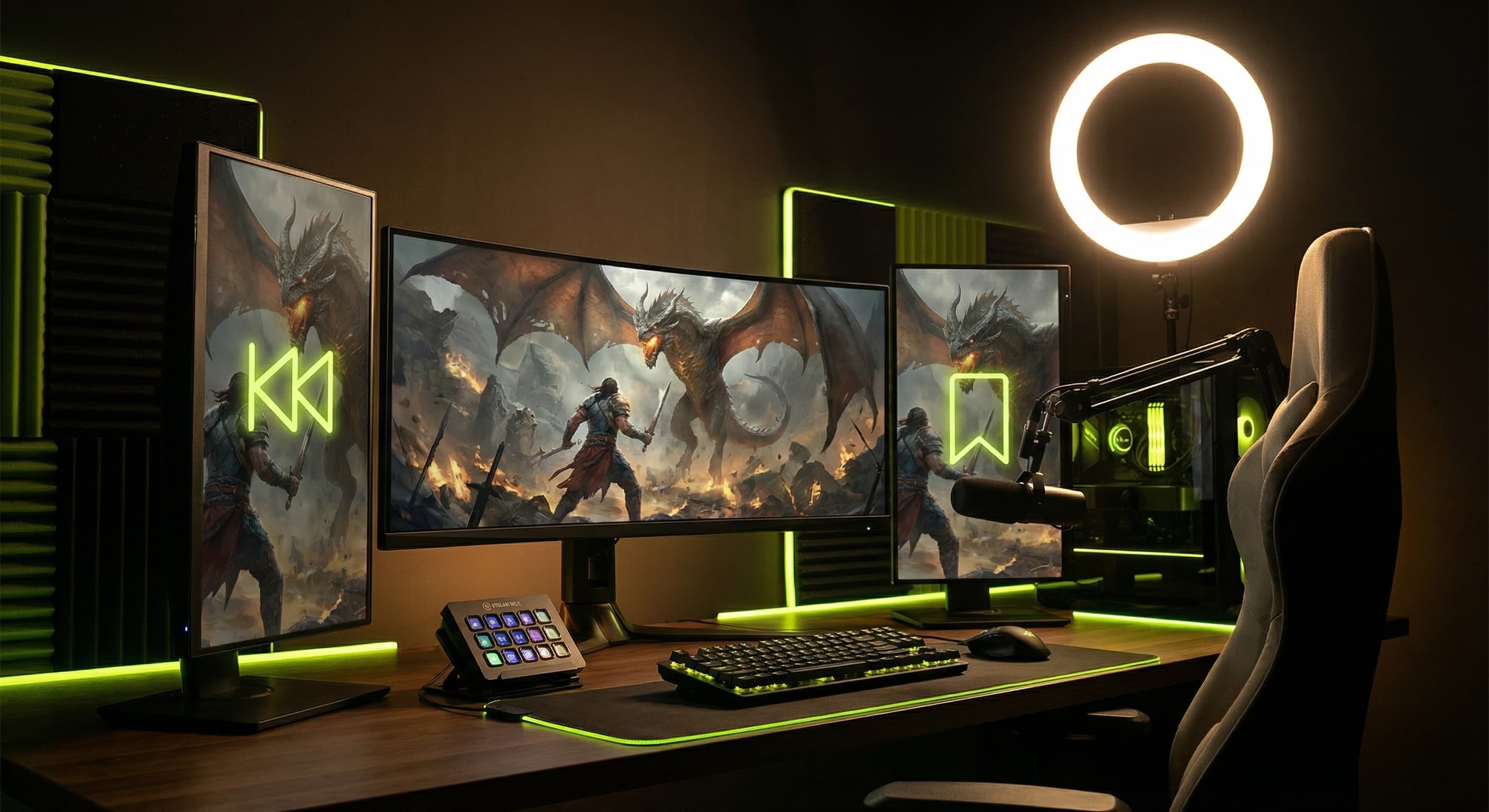 Streaming setup with multiple snapshot frames showing different recording moments